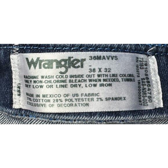 Wrangler 36MWZ Cowboy Cut Men's Slim Fit Straight Leg Blue Jeans - Size 38x31.5 - Picture 7 of 8
